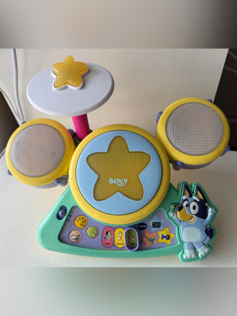 VTech Bluey Hooray Drum Set Musical Toy Light Up Interactive